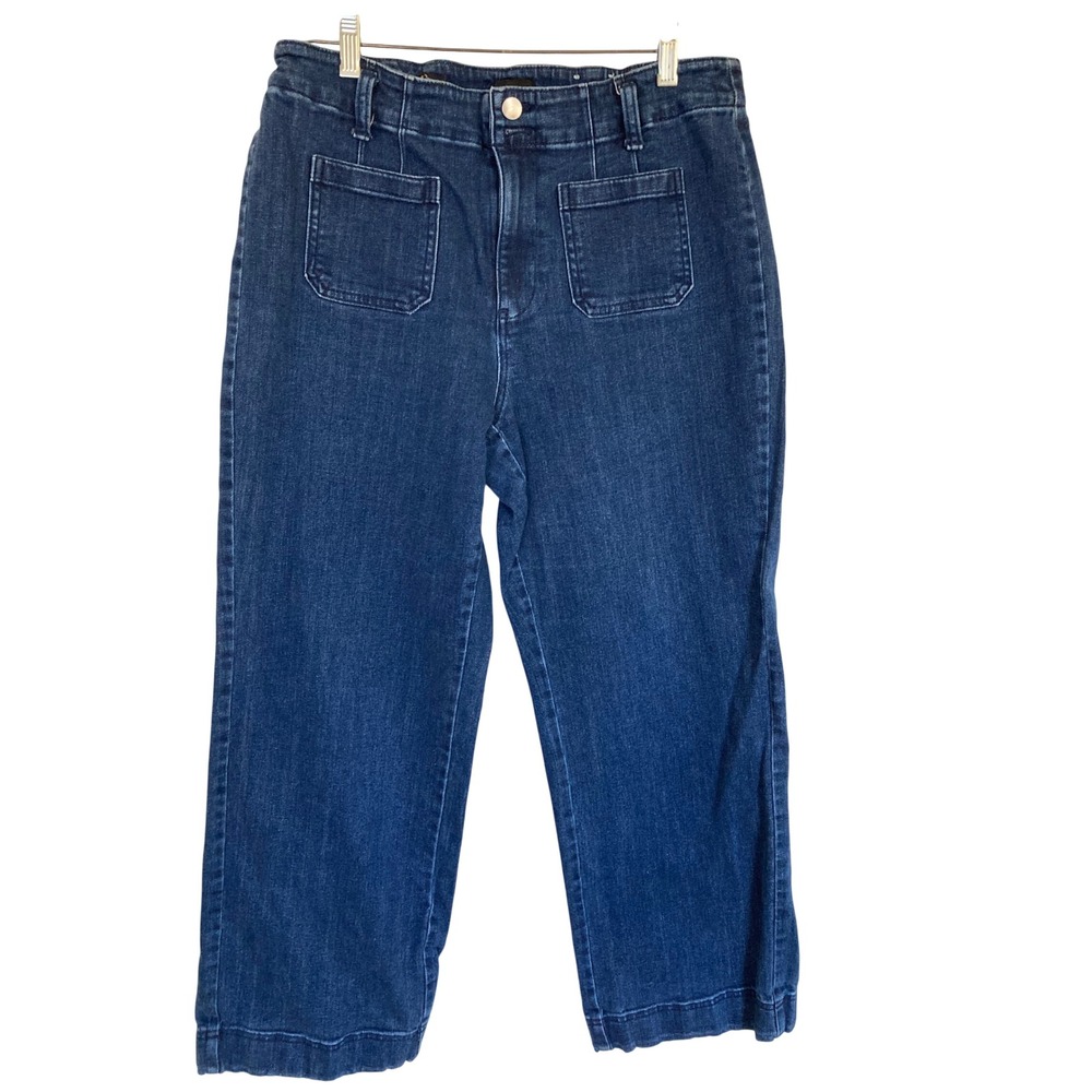 Talbots Relaxed Jean Trouser Wide Leg Patch Pocket Clara Wash Blue Denim 12P